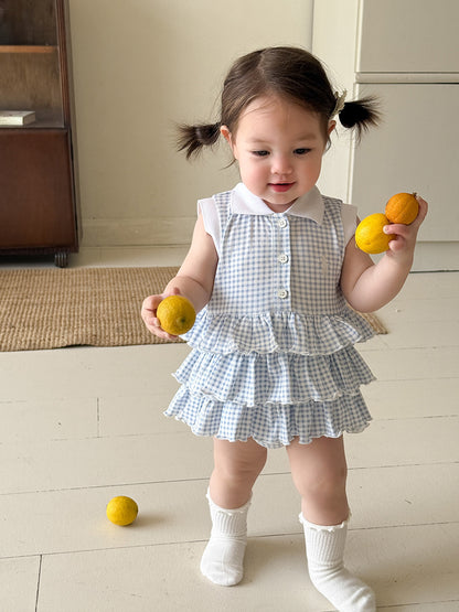 女童夏季薄款宝宝包屁格子连身裙
