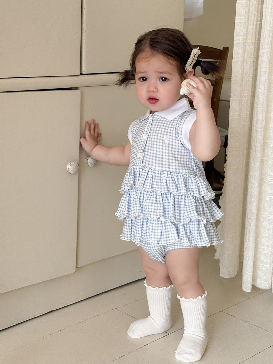 女童夏季薄款宝宝包屁格子连身裙