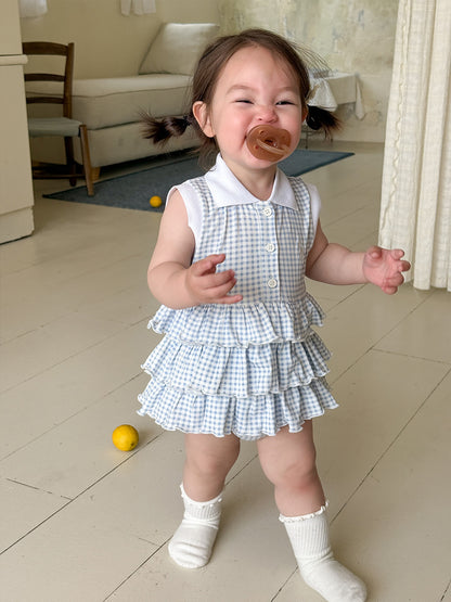 女童夏季薄款宝宝包屁格子连身裙