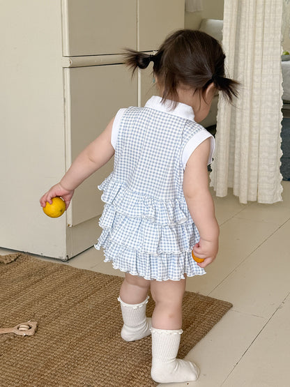 女童夏季薄款宝宝包屁格子连身裙