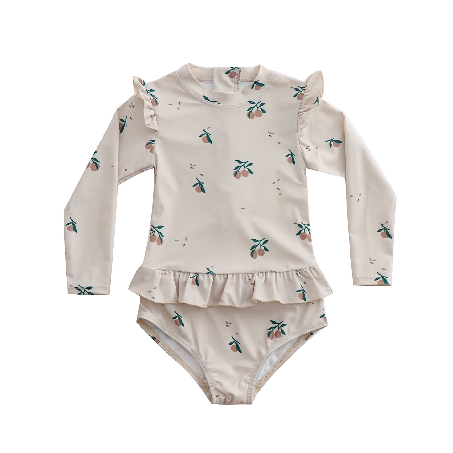 女童长袖防晒碎花连体泳衣