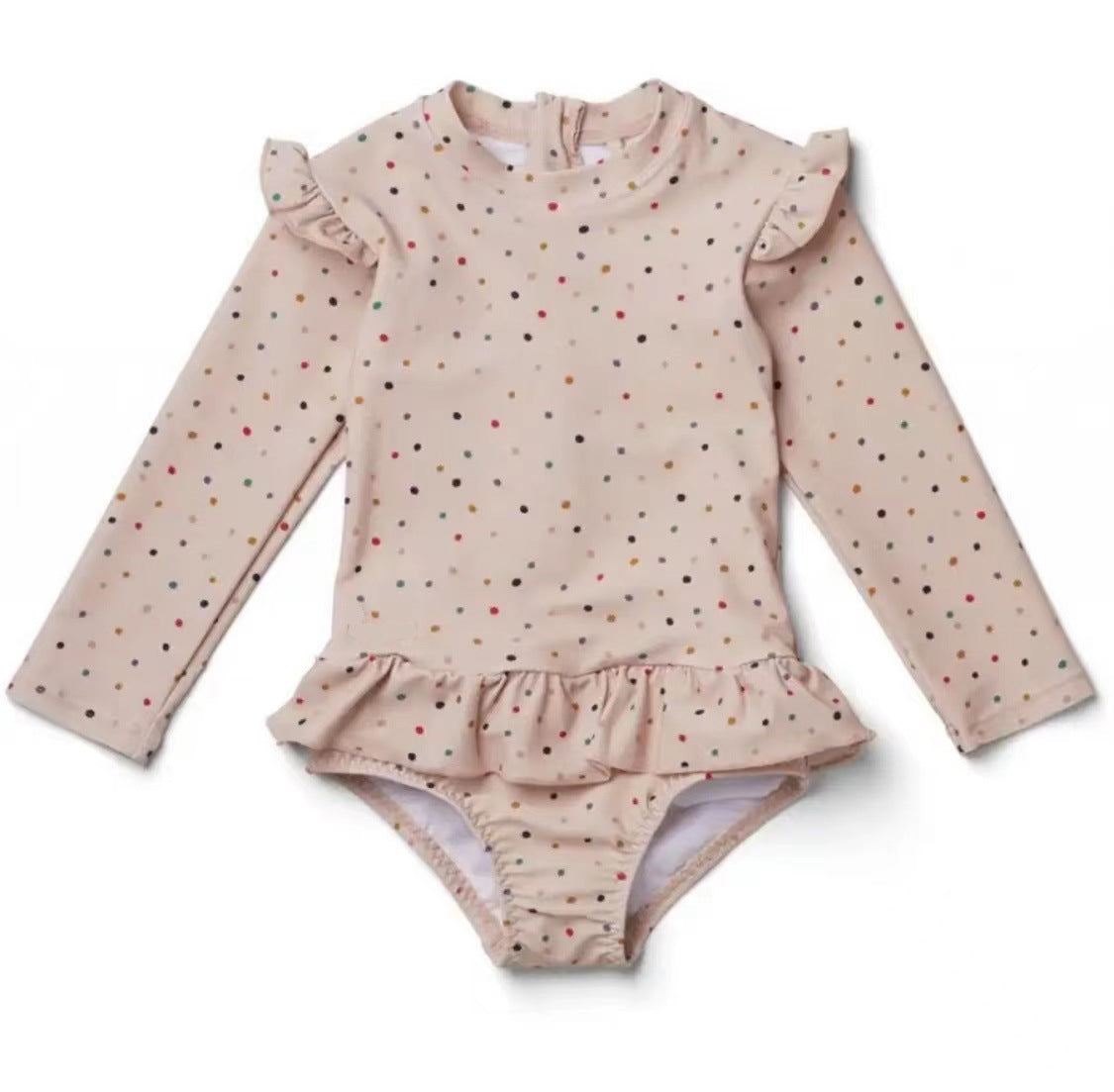 女童长袖防晒碎花连体泳衣