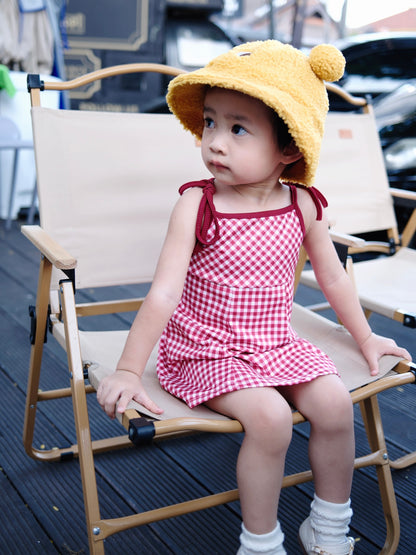 女童夏款韩版格子吊带连衣裙2024女宝宝新款洋气时髦短款公主裙子